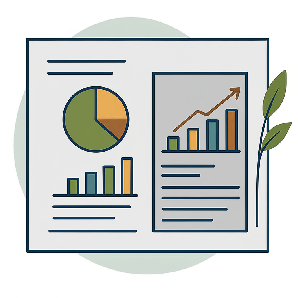 Sophisticated data analytics and growth strategy illustration with muted earth tones and professional styling